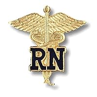 Prestige Medical Emblem Pin, RN (Letters on Caduceus)