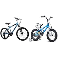 Huffy Kids Hardtail Mountain Bike for Boys, Stone Mountain 20 inch 6-Speed & Royalbaby Kids Bike Boys Girls Freestyle BMX Bicycle with Training Wheels Kickstand Gifts for Children Bikes 16 Inch Blue
