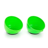 25115 Green Magnetic Nut Cups, 2 Pack, Each Curved Magnetic Parts Tray Holds Up to 5 Pounds, Attaches To Metal Surfaces, Multi-Use Nuts And Bolts Organizer Set Made From Durable ABS Plastic