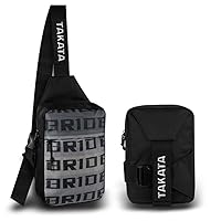 JDM Bride Racing Backpack Brown Bottom with Bride Adjustable Straps, Gradation Crossbody Shoulder Daypack (Takata-Black Strap)