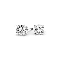 Round Cut 3mm-10mm D/VVS1 Diamond 14K White Gold Plated 925 Sterling Silver Solitaire Stud Earrings For Unisex