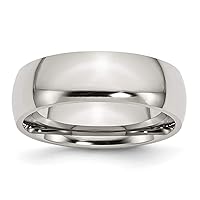 The Black Bow 7mm Stainless Steel Polished Domed Comfort Fit Band