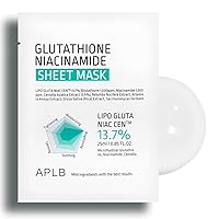 APLB Glutathione Niacinamide Sheet Mask 10pcs | LIPO GLUTA NIAC CEN™ 13.7% 0.85 FL.OZ/Korean Skincare, Deep hydration & Soothing, Sensitive Skin, Improve skin elasticity