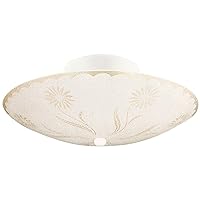 Design House 501619 Traditional 2-Light Indoor Semi-Flush Ceiling Mount Dimmable Frosted Glass for Bedroom Hallway Kitchen Dining Room, White