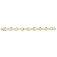 10kt Yellow Gold Mens Round Diamond Rectangle Link Bracelet 2-5/8 Cttw