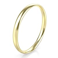 10K White/Yellow/Rose Gold 2MM Round Dome Wedding Band Ring