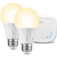 Smart Light Bulb Starter Kit, Smart Bulbs that Work with Alexa, Google Home, 2700K Soft White Alexa Light Bulbs, A19 E26 Dimmable Bulbs 800LM, 9 (60W Equivalent), 2 Bulbs with Hub, New