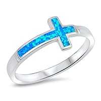 CHOOSE YOUR COLOR Sterling Silver Sideways Cross Ring