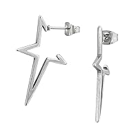 Stainless Steel Star Outline Hoop Earrings, Sold as a Pair