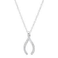 Dazzlingrock Collection 0.17 Carat (ctw) Round Diamond Ladies Wishbone Pendant (Silver Chain Included), Sterling Silver
