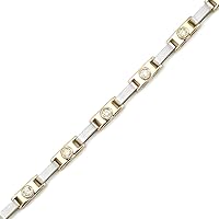 14K Two-Tone Gold Bezel Set Diamond Link Bracelet