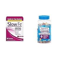 Slow Fe 45mg Iron Supplement for Iron Deficiency, Slow Release, High Potency & Digestive Advantage Probiotic Gummies for Digestive Health