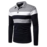 Men's Long Sleeve Polos Shirt Cotton Turn-Down Collar Casual Work Business Slim Fit Polo Shirt Men Plus Size