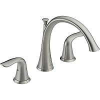 Delta Faucet Lahara 2-Handle Widespread Roman Tub Faucet, Brushed Nickel Tub Faucet, Roman Bathtub Faucet, Delta Roman Tub Faucet, Tub Filler, Stainless T2738-SS