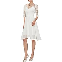 A-Line Little White Dress Wedding Dress V Neck Half Sleeve Knee Length Bridal Gowns Reception Dress Plus Size 2024