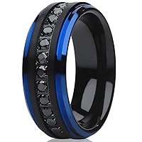 Black Tungsten Wedding Ring,8mm Wedding Ring,Black CZ Tungsten Ring,Anniversary Ring,Engagement Ring,Tungsten Carbide Ring,Blue Ring,Man's Ring