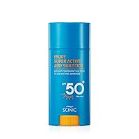 SCINIC Enjoy Super Active Airy Sun Stick SPF50+ PA++++ 0.53oz (15g) | Strong UV Protection Anytime, Anywhere Air-light, Clear | Korean Skincare
