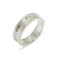 925 Sterling Silver Real Genuine Diamond Mens Wedding Wedding Band Ring (0.04 cttw, H-I Color, I2-I3 Clarity)