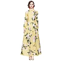 Spring Long Maxi Dress Women's Turn Down Neck Long Sleeve Charming Floral Print Bohemia Casual Runway Dresses