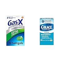 Gas-X Extra Strength Gas Relief Softgels with Simethicone 125 mg for Bloating Relief & Colace Clear Stool Softener Soft Gel Capsules Constipation Relief 50mg Docusate Sodium Doctor