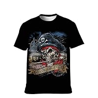 Mens Novelty-Skull T-Shirt Graphic-Tees Casual Novelty-Fashion Short-Sleeve Vintage Softstyle Hip-Hop Top Classic Vintage