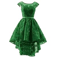 Women's Lace Appliques High Low Prom Dress Short Homecoming Dresses Party Gown