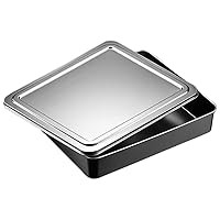 Nonstick Baking Pan, Stainless Steel Baking Snacks Box, Square Baking Pan, Cake Storage Box with lid, 33.5 * 28.5 * 6cm