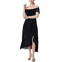 Jessica Simpson Womens Lace-Trim Tea-Length Fit & Flare Dress
