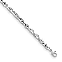 Platinum 5.2mm Solid Rolo Belcher Oval Link Chain Necklace for Men or Women