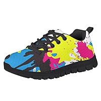 Boys and Girls Sport Loafers Painted 3D Printed Round Toe Low Top Comfortable Lightweight Running Shoes