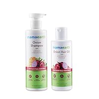 Mamaearth Onion Hair Care Kit for Hair Fall Control | with Onion Oil 150ml + Shampoo 250ml | Anti Hair Loss & Hair Growth Formula | 13.52 Fl Oz (2 Piece Set)