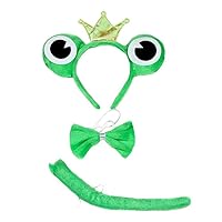Petitebella Crown Frog Headband Bowtie Tail 3pc Costume (Green, One Size)