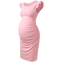 Bhome Maternity Dress Flying Sleeve Casual Pregnancy Summer Dresses