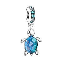 Ocean Blue Sea Turtle Dangle Bead Fit Charms Silver Bracelet Diy Women Jewelry Summer Collection Durable and Practical