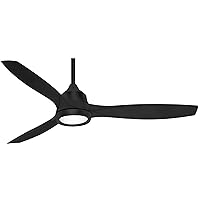 MINKA-AIRE F749L-CL Skyhawk 60 Inch LED Ceiling Fan with Carved Wood Blades, Integrated LED Light and DC Motor in Coal Finish
