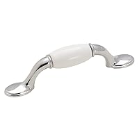 Amerock | Cabinet Pull | White / Polished Chrome | 3 inch (76 mm) Center to Center | Everyday Heritage | 1 Pack | Drawer Pull | Drawer Handle | Cabinet Hardware