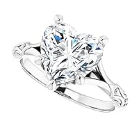 Moissanite Engagement Ring, 925 Sterling Silver Flower Shape with 3 CT Stone, Sizes 3-12