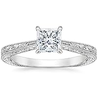 1 CT Princess Cut Colorless Moissanite Engagement Ring, Wedding/Bridal Ring Set, Solitaire Halo Style, Solid Sterling Silver Vintge Antique Anniversary Promise Rings Gift for Her