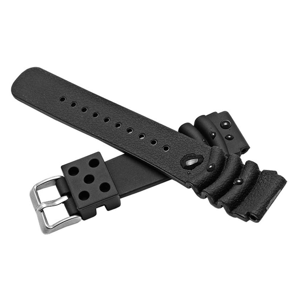 Narako Rubber Curved Line Watch Band 20mm 22mm 24mm Divers Model Fit for Seiko Watches (20mm)