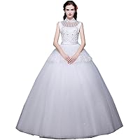 High Neck Lace Princess Wedding Gown Wedding Dress for Bride