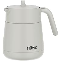 Thermos TTE-700 LGY Vacuum Insulated Teapot with Strainer, 23.7 fl oz (700 ml), Light Gray
