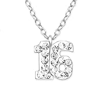 16th Birthday Necklace - Sterling Silver - with Crystal Stones