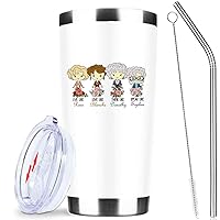 Golden Girls Merchandise Gifts Live Like Rose 20 oz Insulated Tumblers with Lid & Straw - Stainless Steel Coffee Wine Tumbler Travel Mug - Best Friend Birthday Christmas Gifts for Women (White)