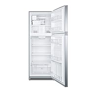 Summit FF1427SSIM 26 Top Freezer Refrigerator with 12.9 cu. ft. Capacity Adjustable Glass Shelves Reversible Doors Ice Maker in Stainless Steel