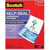 Scotch Self-Sealing Laminating Pouches, 9.5 Mil, 9 3/10 X 11 4/5, 25/Pack