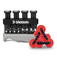 D'Addario Accessories Varigrip Finger Strengthener with Fiddilink - Finger Exerciser & Guitar Trainer with Simulated Strings for Callus Building - Strengthening & Coordination Tool for Guitar Players