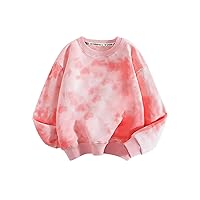 Girls Fashion Sweatshirt with Colorful Design, Cotton Crewneck Sweatshirt with Tie Dye Technology…