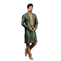 Indian Royal Designer Silk Traditional Wear Ethnic Wedding Kurta Pajama Set for Men