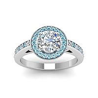 Choose Your Gemstone Petite Halo Pave Diamond CZ Ring Sterling Silver Round Shape Halo Engagement Rings Everyday Jewelry Wedding Jewelry Handmade Gifts for Wife US Size 4 to 12