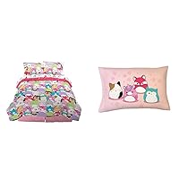 Squishmallows Bedding Super Soft Comforter, Sheet Set and Pillowcases (7 Pieces)